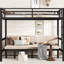 Lit superposé double en métal noir surdimensionné, inférieur pour plusieurs chambres à coucher, plateau avec fonction pouvant être retiré-1257670557