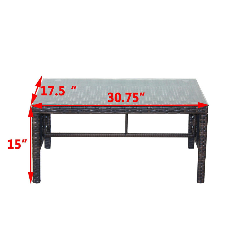 Table basse d'extérieur 1 table basse avec verre trempé transparent