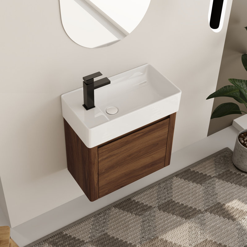 Ensemble de vanité murale simple Quell 22 po avec comptoir en céramique, 22"