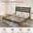  Solid Wood King Bed Frame with Reclining Slatted Headboard, Dark Brown-1331469550-1331469548