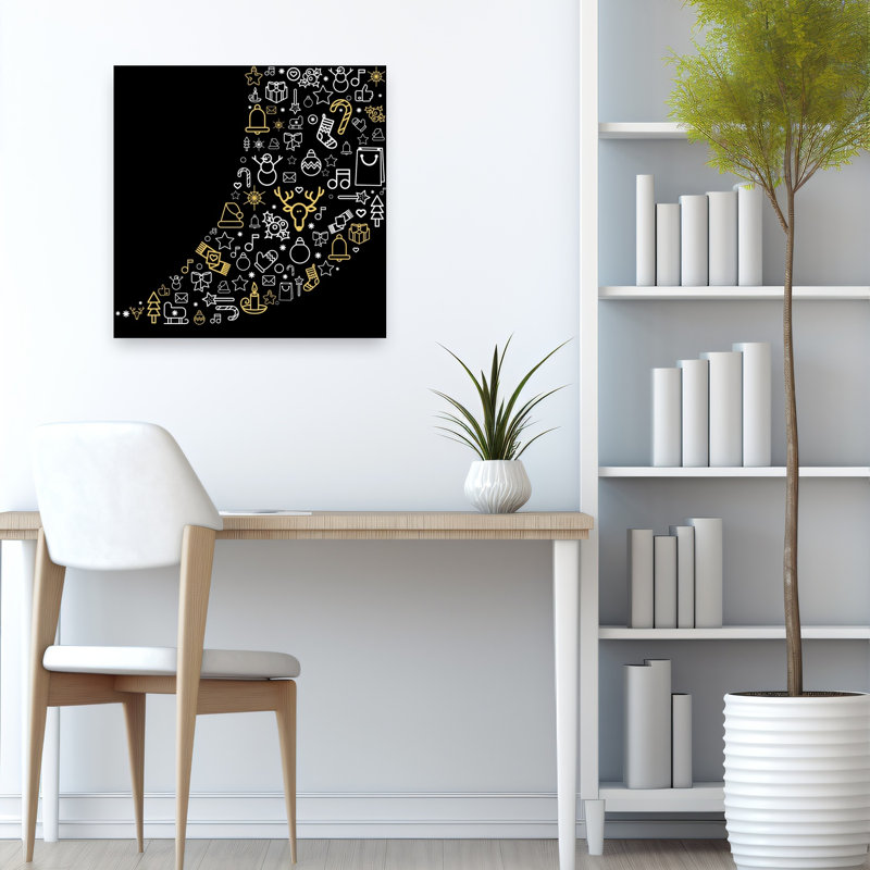 Arbre de Noël noir noir abstrait arbre minimaliste, impression d'art mural, 24" H x 24" W