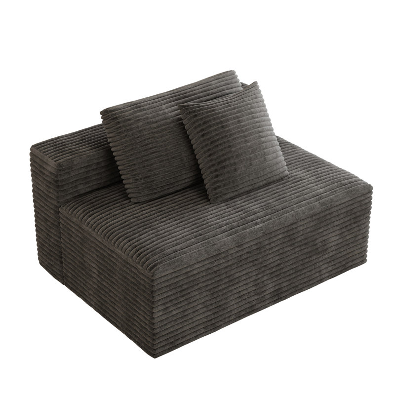 Causeuse centrale 47 po, canapé modulaire à compression Compenont, velours côtelé noir, Velours côtelé gris