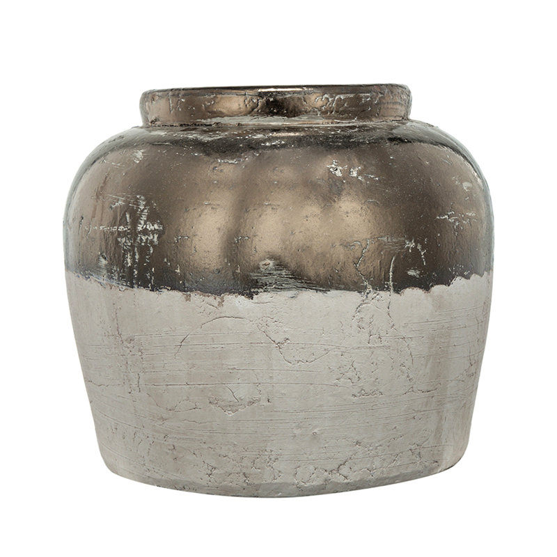 13X13X11" Round Sienna Brown Ceramic Accent Vase
