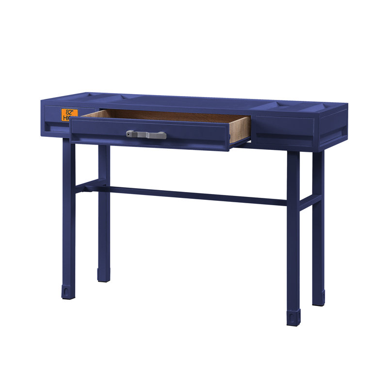 Bureau bleu industriel avec 1 tiroir et rangement sécurisé au design productif