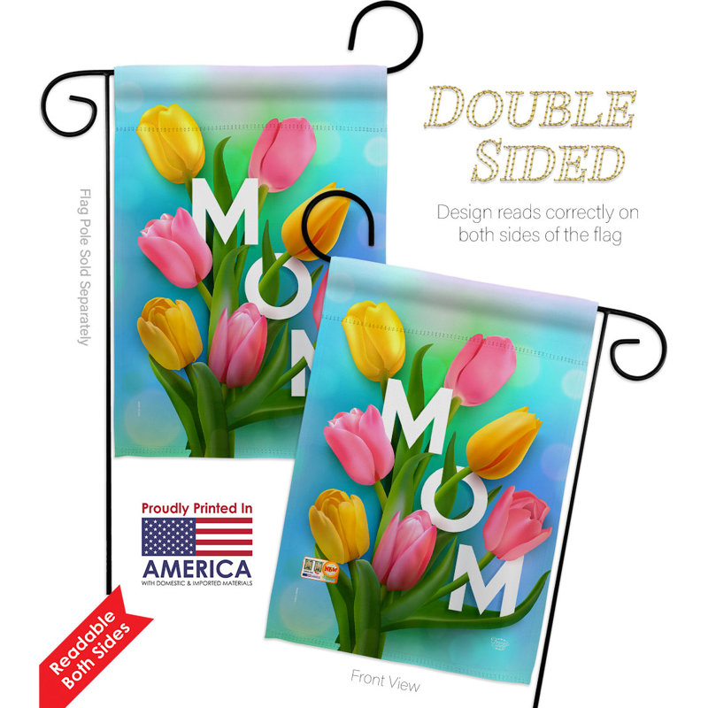 Drapeau de jardin «Happy Moms Day», H 18,5 po x l 13 po