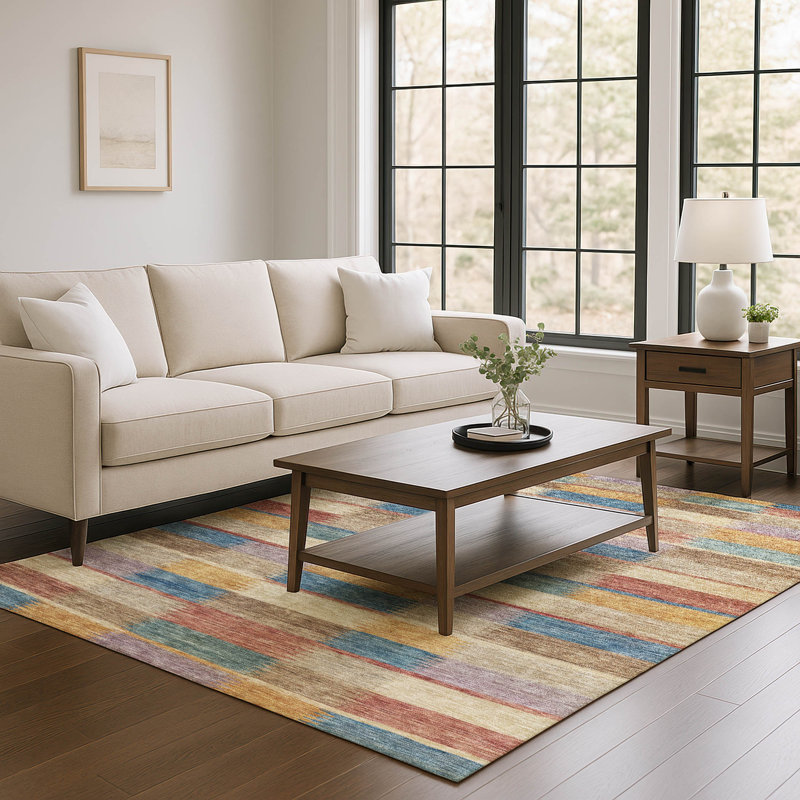 Premium Machine Washable Brennon AMF1628 Stripes Rug, Rectangle 5' x 7'6"
