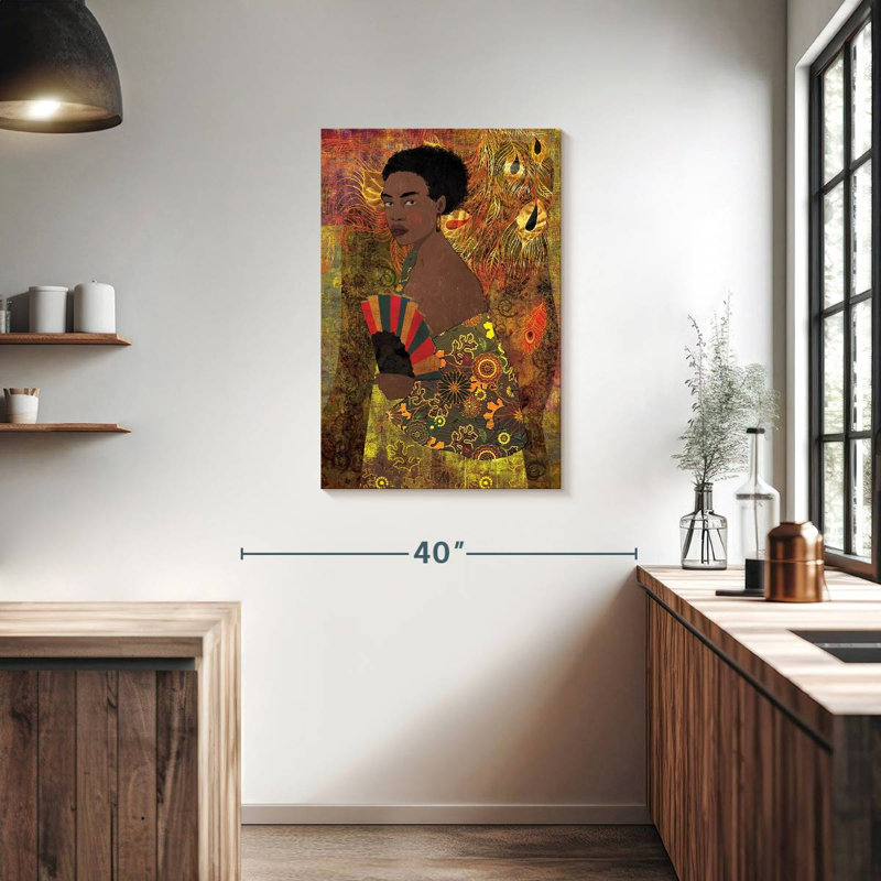 Leisha Woman With Fan, 36" H x 24" W