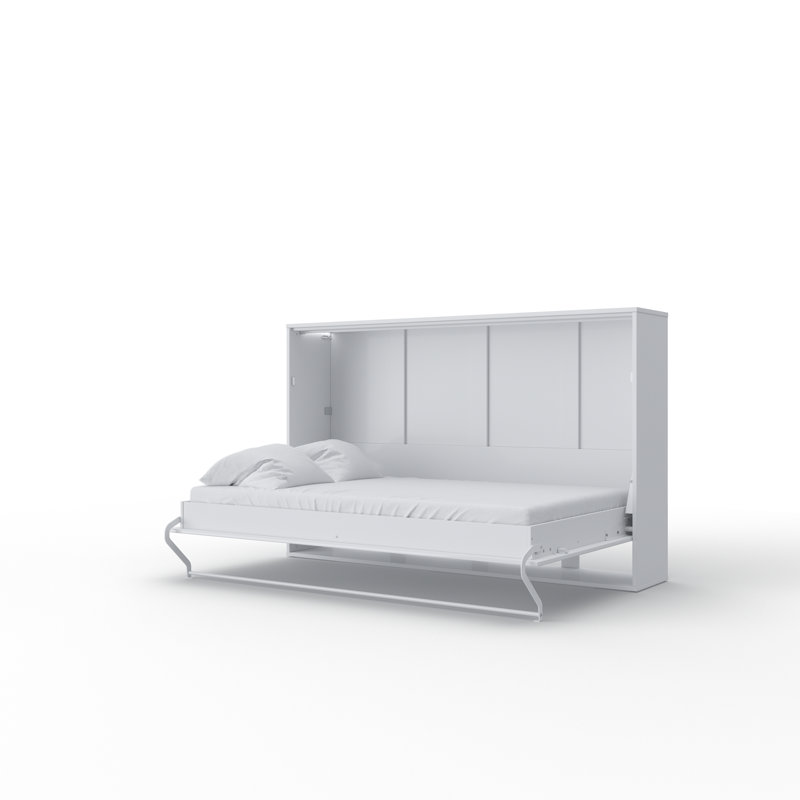 Aubri Murphy Bed, White/Light Brown, Double