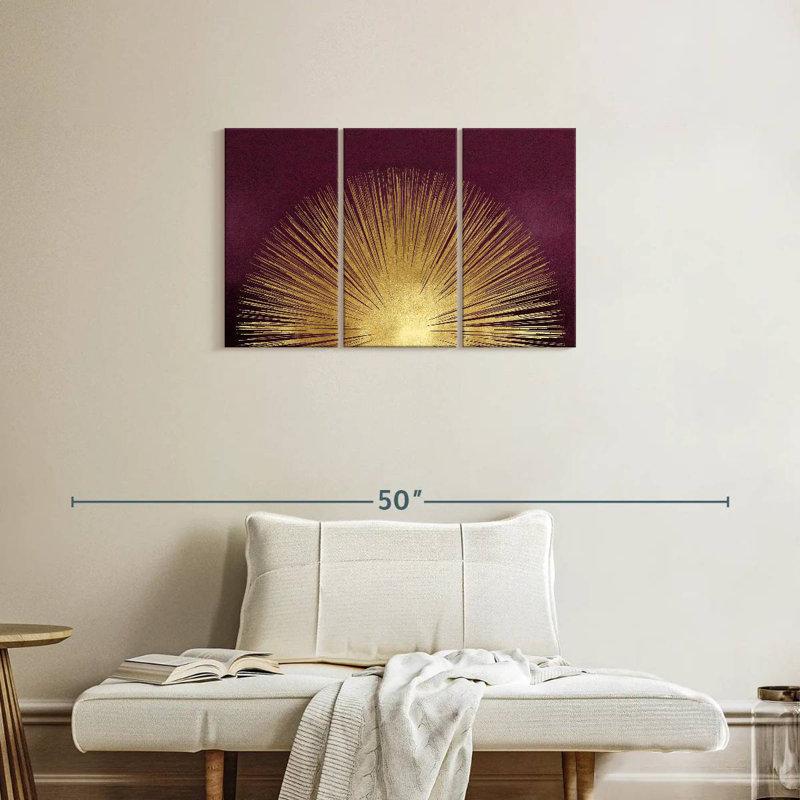 Avery Sunburst Rising On Burgundy, 20" H x 33" W