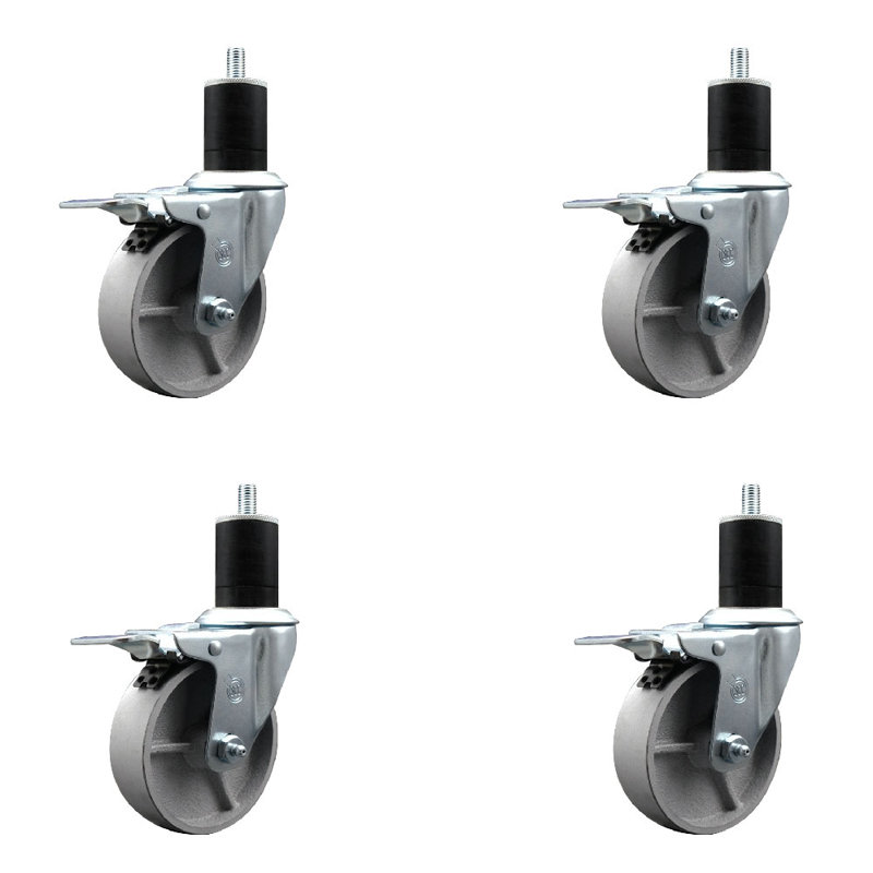 Ensemble de roulettes semi-pivotantes à tige extensible de 1-3 / 4 pouces