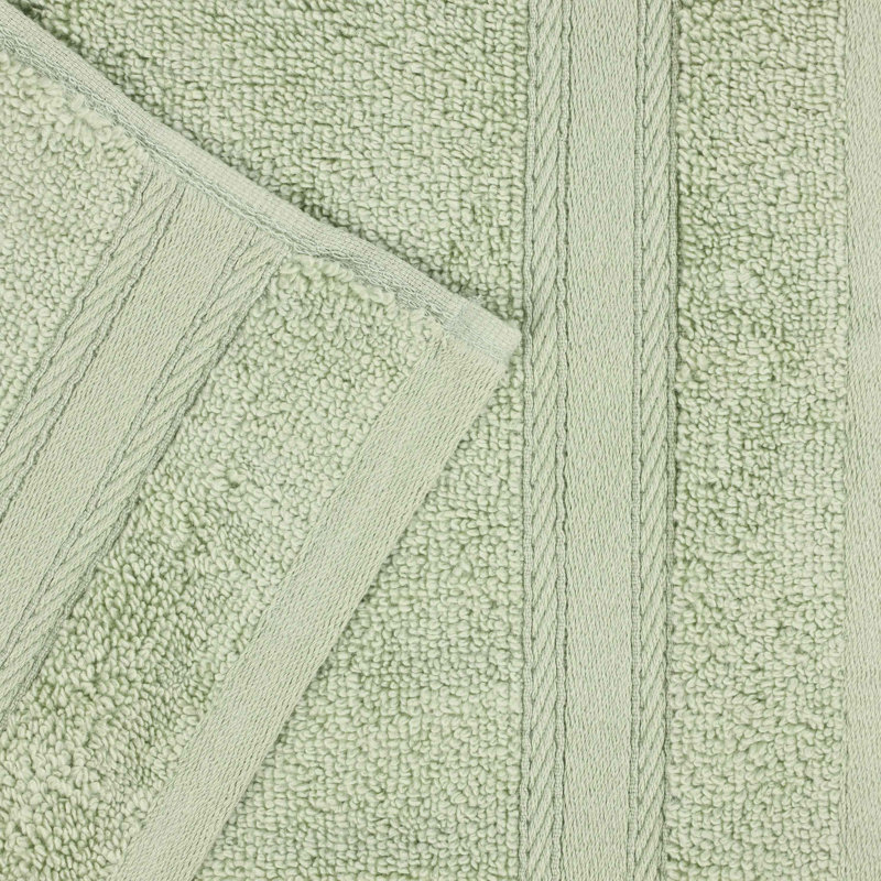 Nile Mills  Zero-Twist Cotton Towel Set With Framed Dobby Border - Quick-Dry, Green