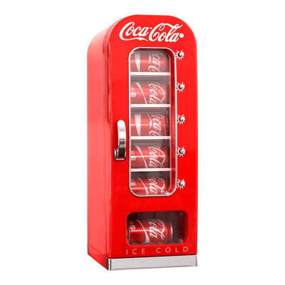 Coca-Cola Vending Machine Mini Fridge 12V DC 110V AC 10 Can Cooler, Red