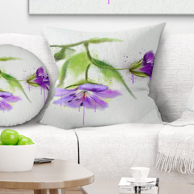 Belles fleurs bleues avec tige - coussin à imprimé floral