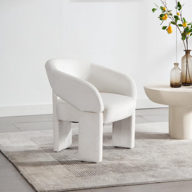 Fauteuils d'appoint demi-tonneau modernes Mid-Century, Beige