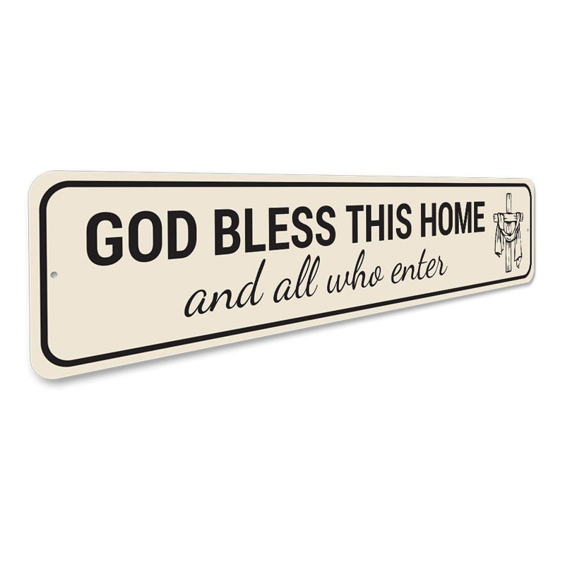 «God Bless This Home», panneau en aluminium, H 4 po x l 18 po x P 0,04 po