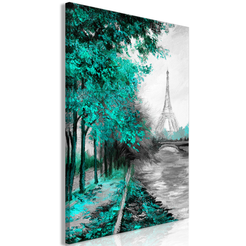 Paris Channel - Painting on Canvas, 120cm H x 80cm W, Pink/Grey