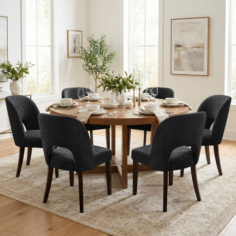 47cm H Upholstered Upholstered Back Side Chair, Dark Grey