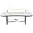 Laquesta Metal Upholstered Oval Abstract White Bench with Black Metal Frame and Rope Rod Backrest