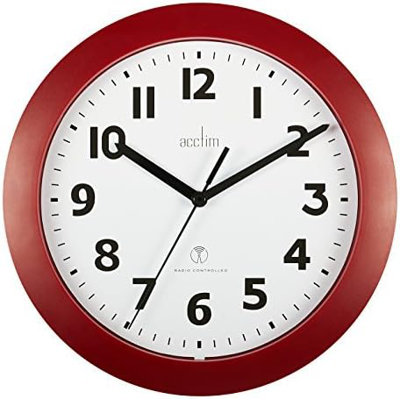 Acctim Parona Wall Clock Radio Controlled Red 23cm