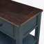 Console rétro avec deux tablettes ouvertes, structure en bois de pin massif et pieds pour le salon (bleu marine)-1359666165