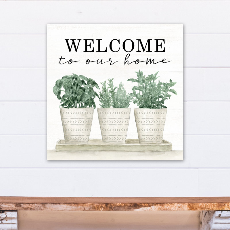 Welcome To Our Home Greenery Canvas Wall Art