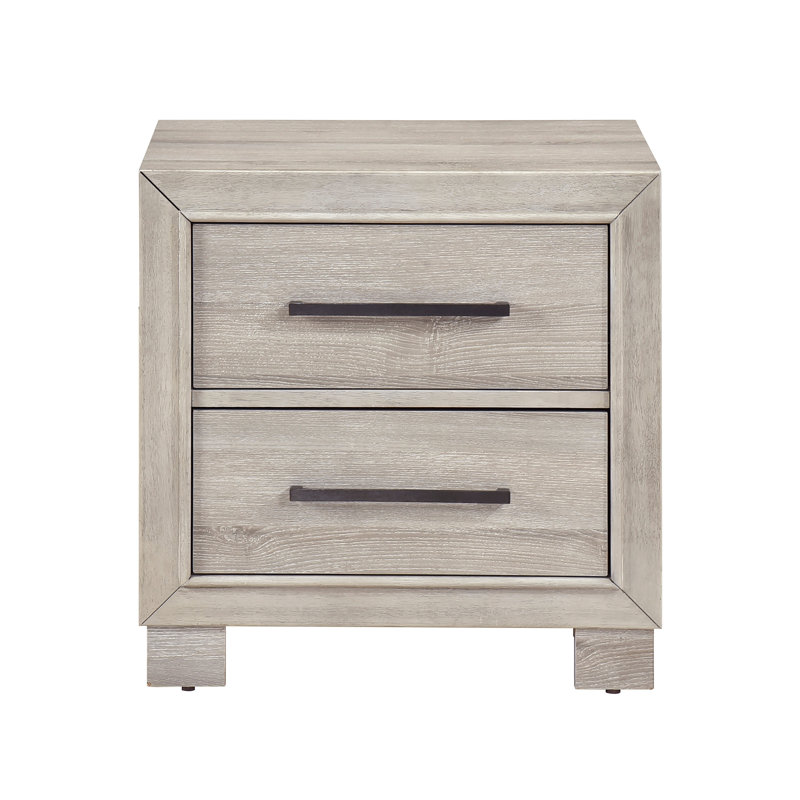 Table de chevet moderne à deux tiroirs avec finition grise et armoire de chevet en bois