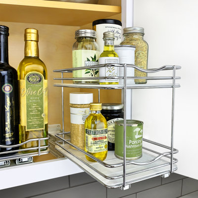 LYNK PROFESSIONAL® Pull Out Spice Rack Organizer for Cabinet - 2 Tier, Chrome