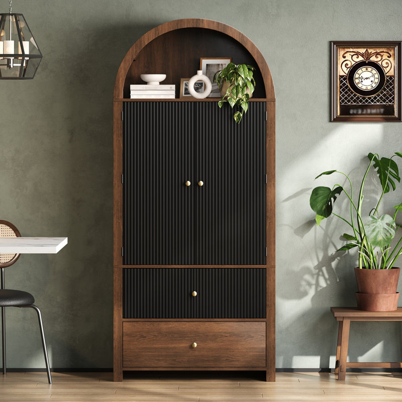 180 Cm Tall Storage Cabinet With Glass Doors