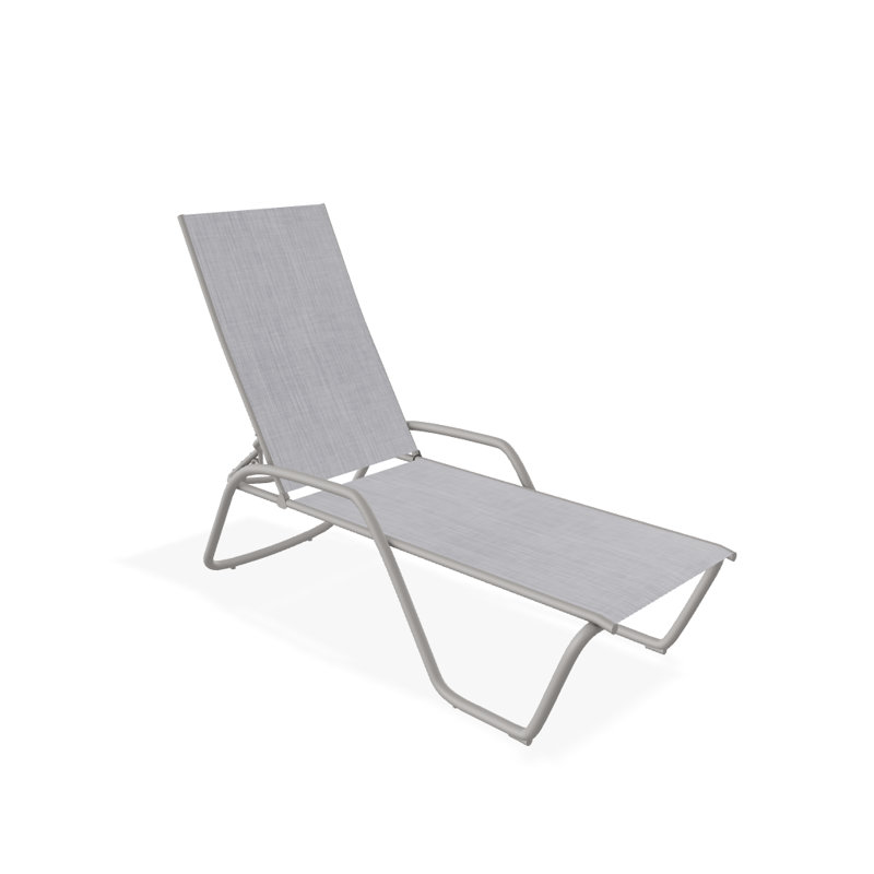 Outdoor Rust-Resistant Metal Chaise Lounge, Textured Warm Gray, Jewel