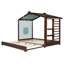 Lit simple avec tente, rideaux, tablettes de rangement latérales et lit gigogne-1404827334