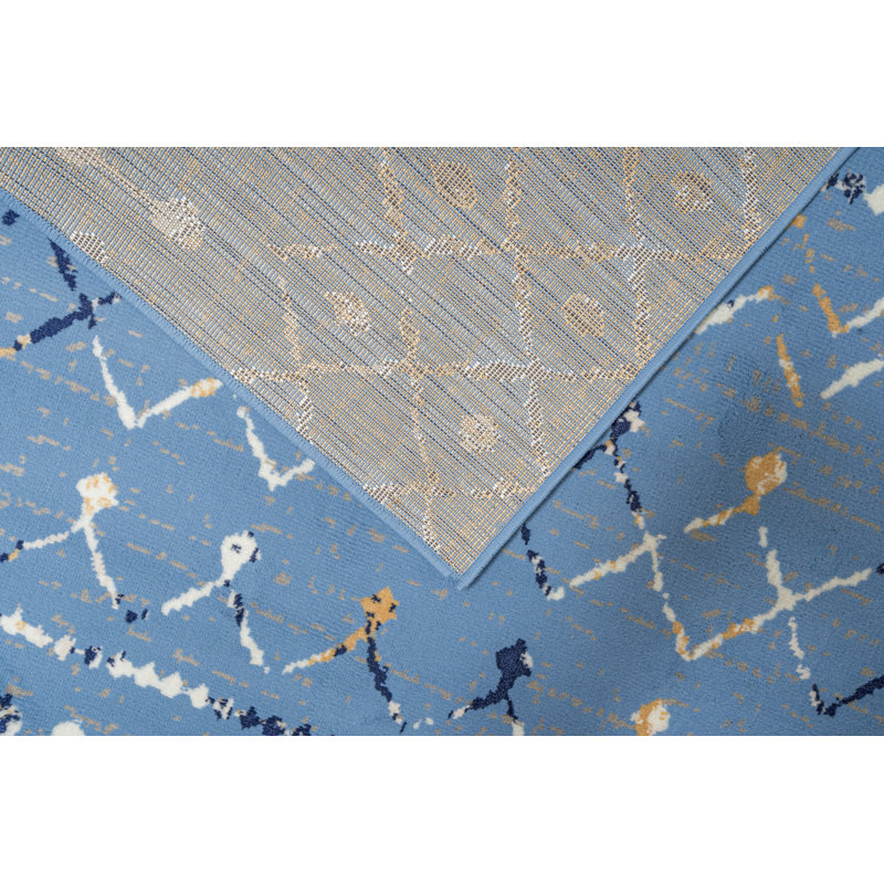 Tapis gris / rouge / bleu marine Emmeloord, Rectangle 7 pi 8 po x 11 pi