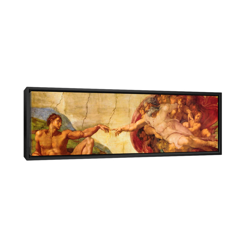 "Création d'Adam" par Michelangelo, reproduction d'art sur toile, H 12 po x l 36 po x P 2 po, Toile avec cadre noir