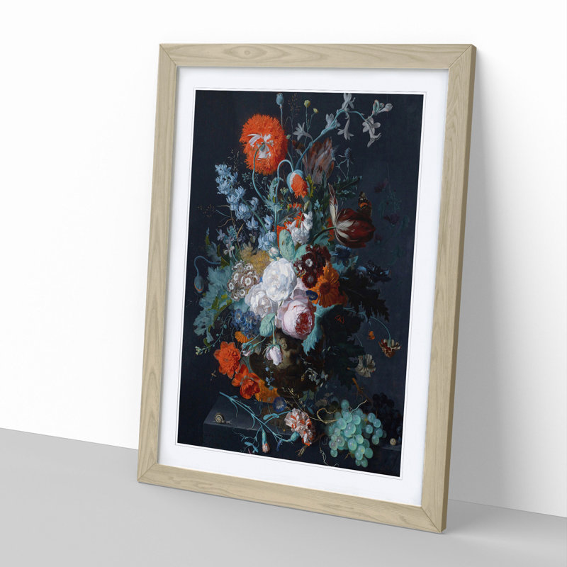 Still Life with Flowers Vol.1 by Jan Van Huysum - Picture Frame Painting, 48cm H x 36cm W x 2cm D, Oak