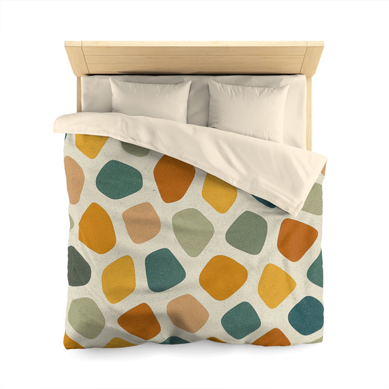 Microfiber Duvet Cover Boho Style, Design 44, Queen Duvet Cover, Cream