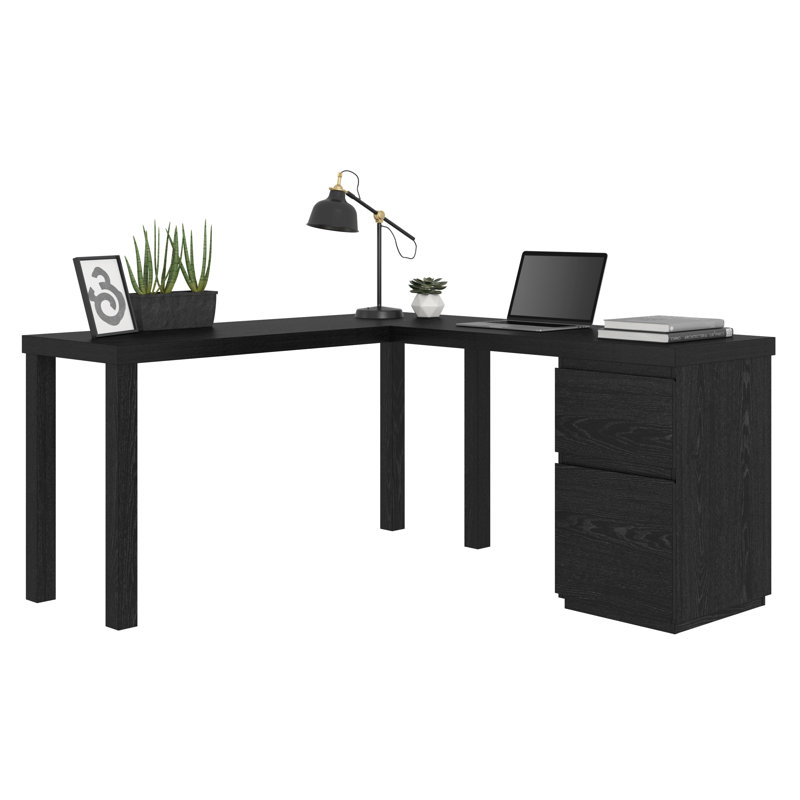 Bureau en L, finition brune