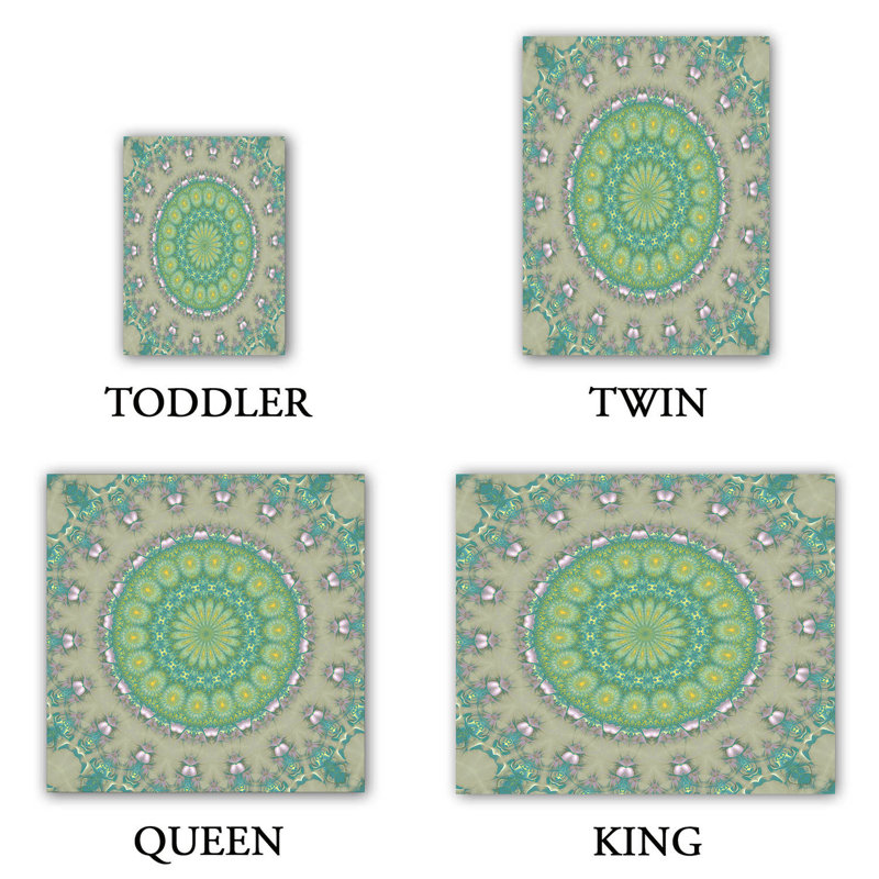 Ensemble de housse de couette Pam Amos Opal Slice, 1 housse de couette grand + 2 taies standards, Vert / Gris