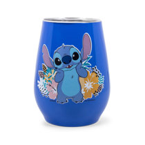 Disney Lilo & Stitch Hawaiian Flowers Teardrop Stemless Wine Glass | 20 Ounces