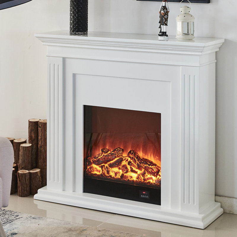White Manufactured Wood Electric Fireplace, White
