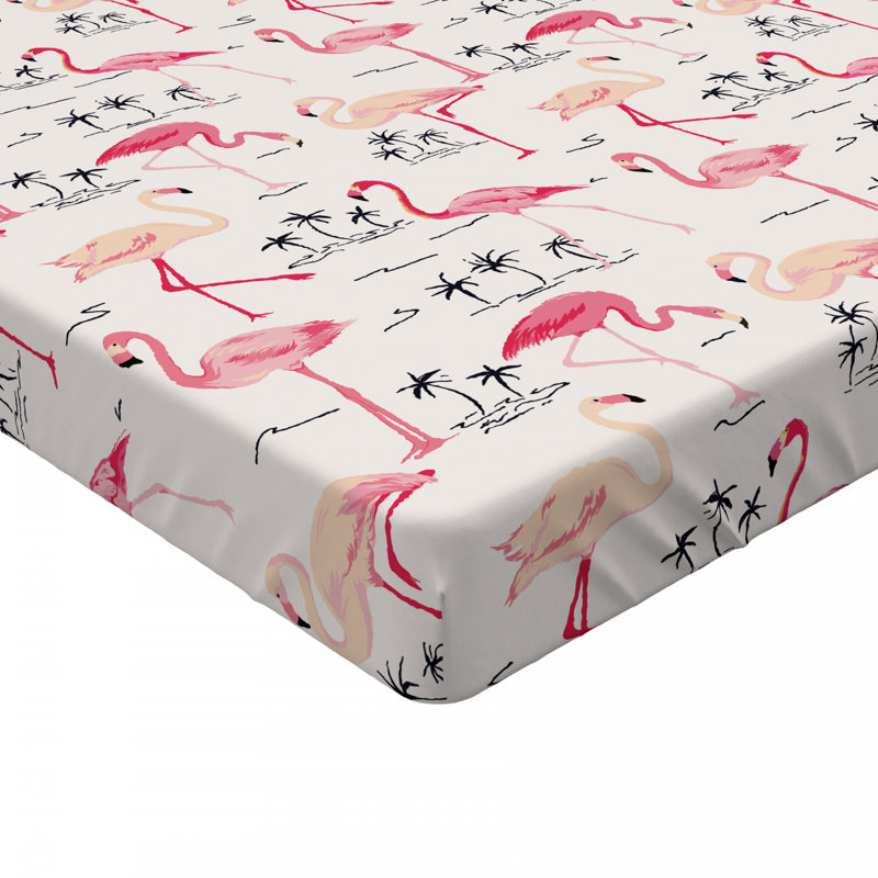 Pink Flamingo Print Twin Microfiber Fitted Sheet