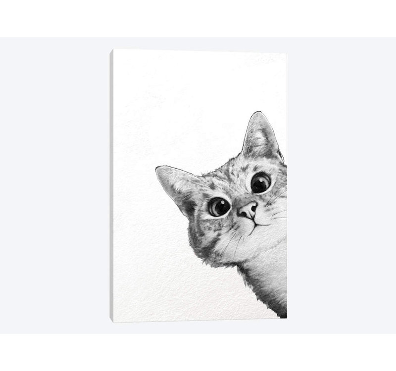 « Sneaky Cat », reproduction sur toile, H 12 po x l 8 po, Toile tendue, Sans cadre