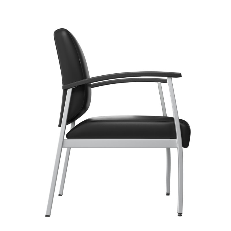 Black Vinyl Bariatric Waiting Room Chair with Metal Frame