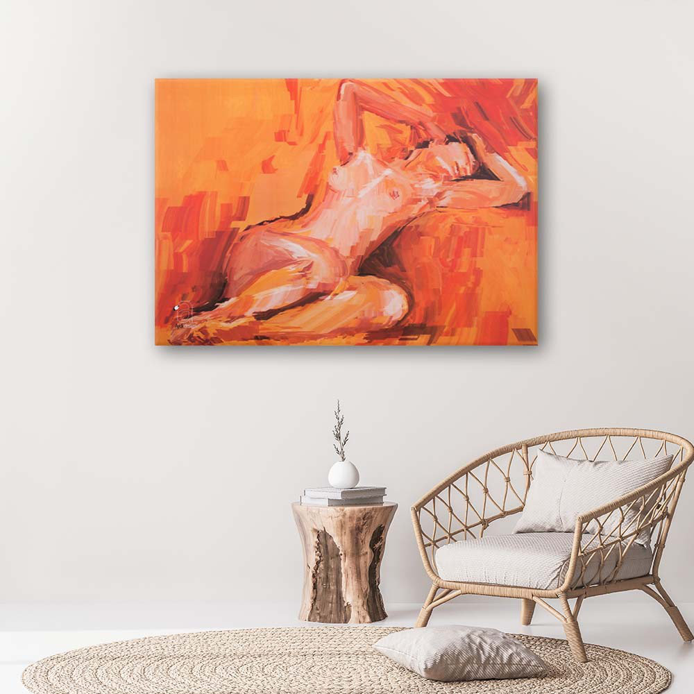 Leinwandbild Nude Woman Orange