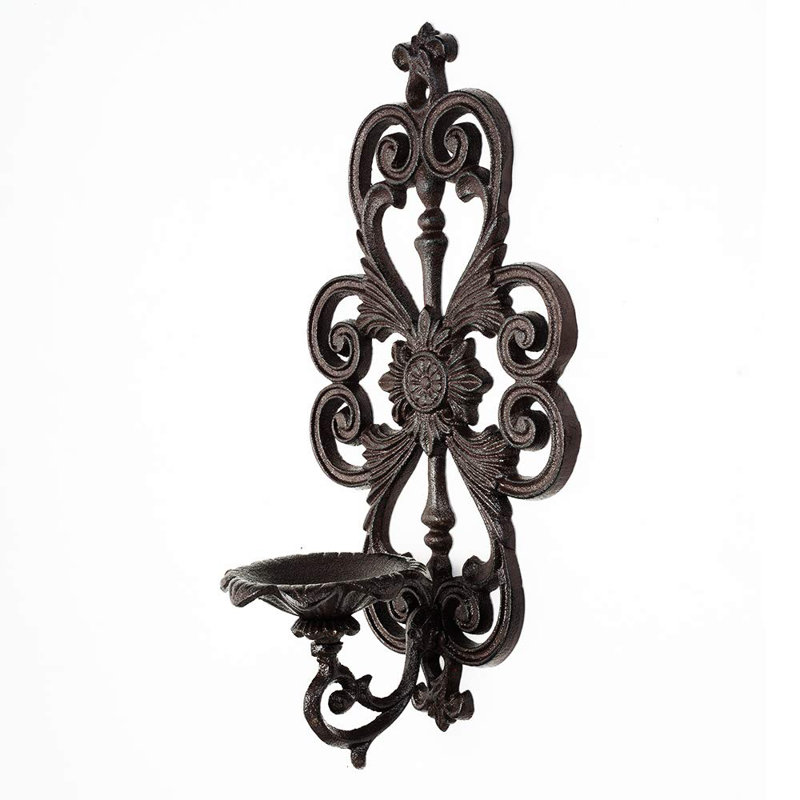 Cast Iron Wall Hanging Sconce Tealight Pillar Candlesticks Holder - Vintage Vine Design Home Candle Display Holder