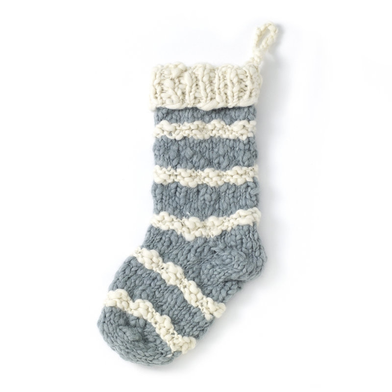 Gray Hand Knit Stocking