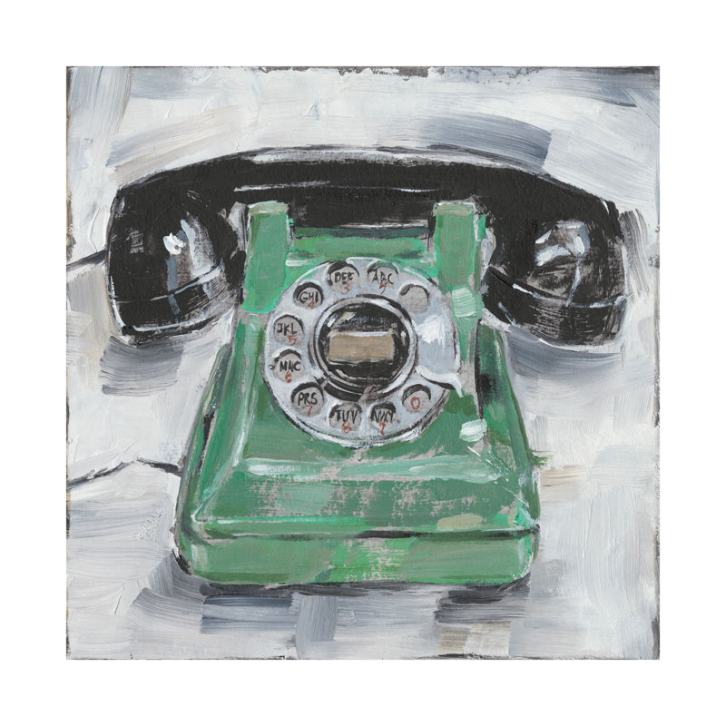 Toile texturée rétro embellie à la main par Retro Téléphone III par Ethan Harper, H 41 po x l 41 po x P 3 po