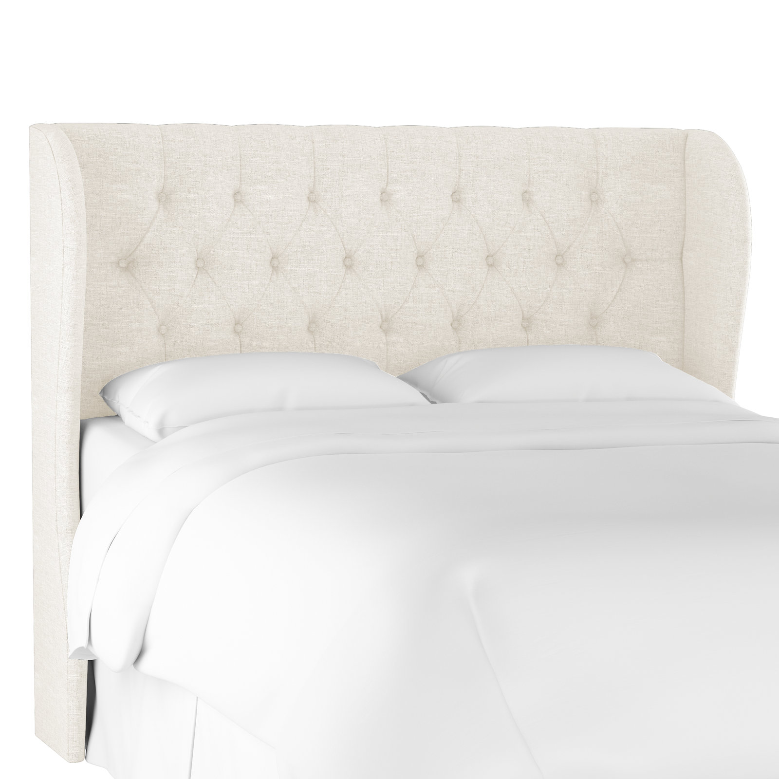 Tomey Pine Headboard, California King, Zuma White Textured Linen