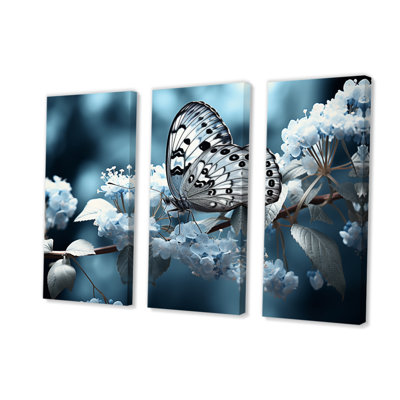" Blue Black Butterfly Haven II " 3 - Pieces