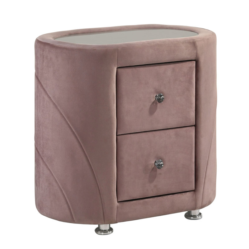 Armoire de chevet rembourrée rose moderne avec deux tiroirs pratiques et élégants
