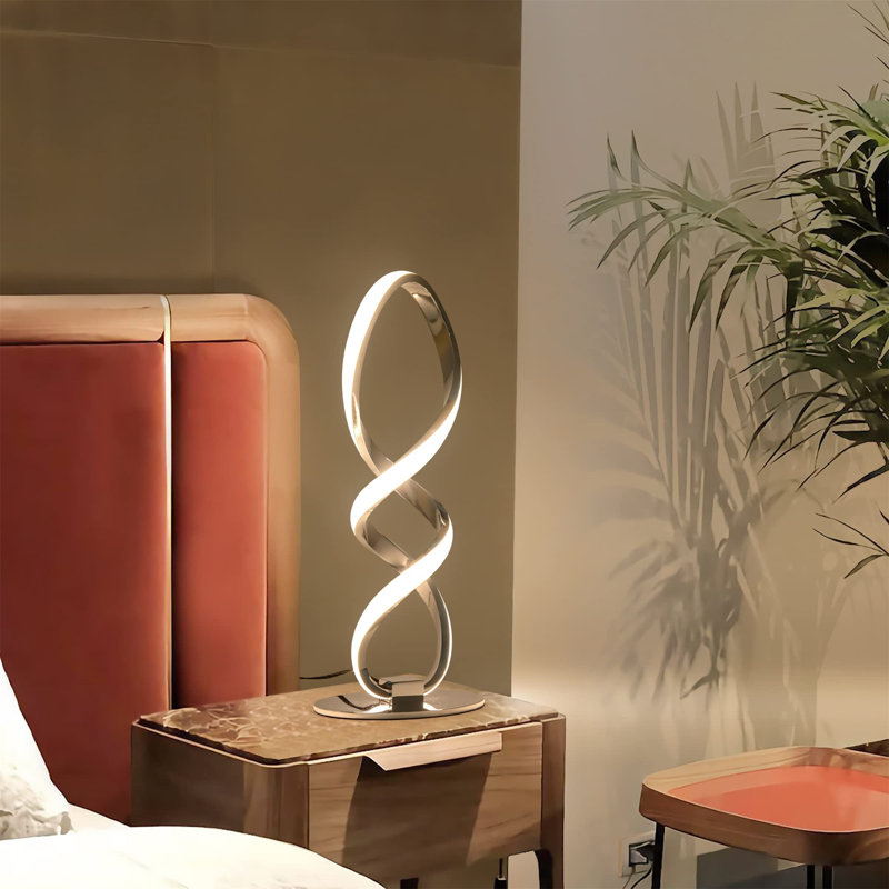 Lampe de table à spirale Macy-Rose, Argent argent
