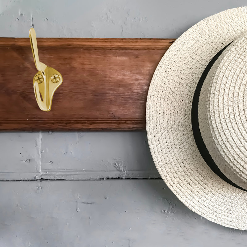 Double chapeau et crochet à manteau (5 par paquet), Laiton poli